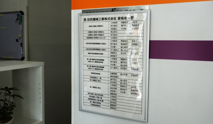 田尻機械工業株式会社の資格者一覧